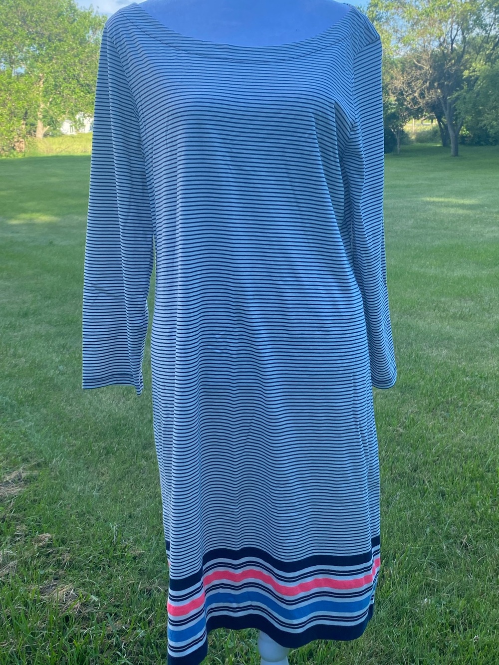 Lilly Pulitzer Noelle Dress in True Navy Bayside Stripe Large